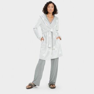 Ugg Miranda Fleece Robe Medium Stars Soft Cozy Warm Hooded Low Blossom Star Grey